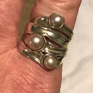 Hagit gorali champagne pearl sterling ring size 8